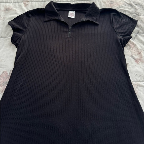 No Boundaries Junior black ribbed 1/4 zip collared bodycon mini dress, size XL - Picture 12 of 14